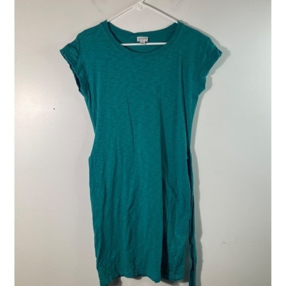 Womens J Crew Cap Sleeve Cotton Tee Shirt‎ Dress Tie Back Green XS Style #B1142